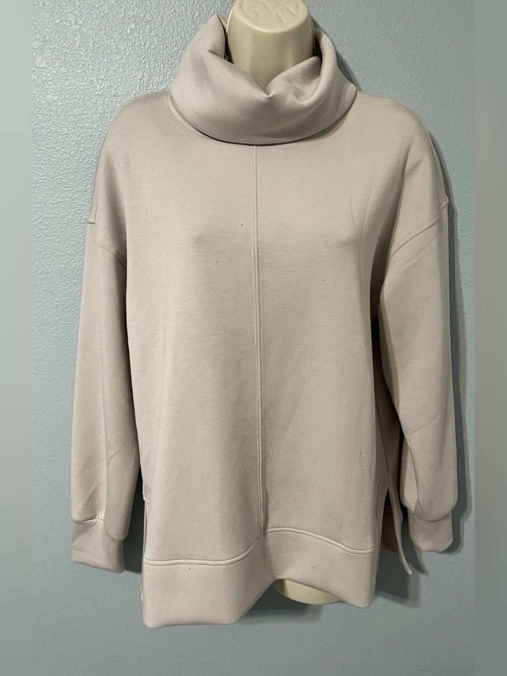 Spanx Air Essentials Turtleneck Tunic Ivory Pullover Oversized S/P Minimalist